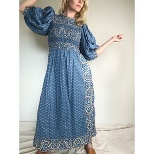 SEA NEW YORK Blue Milkmaid Puff Sleeve Dress SIZE XS
